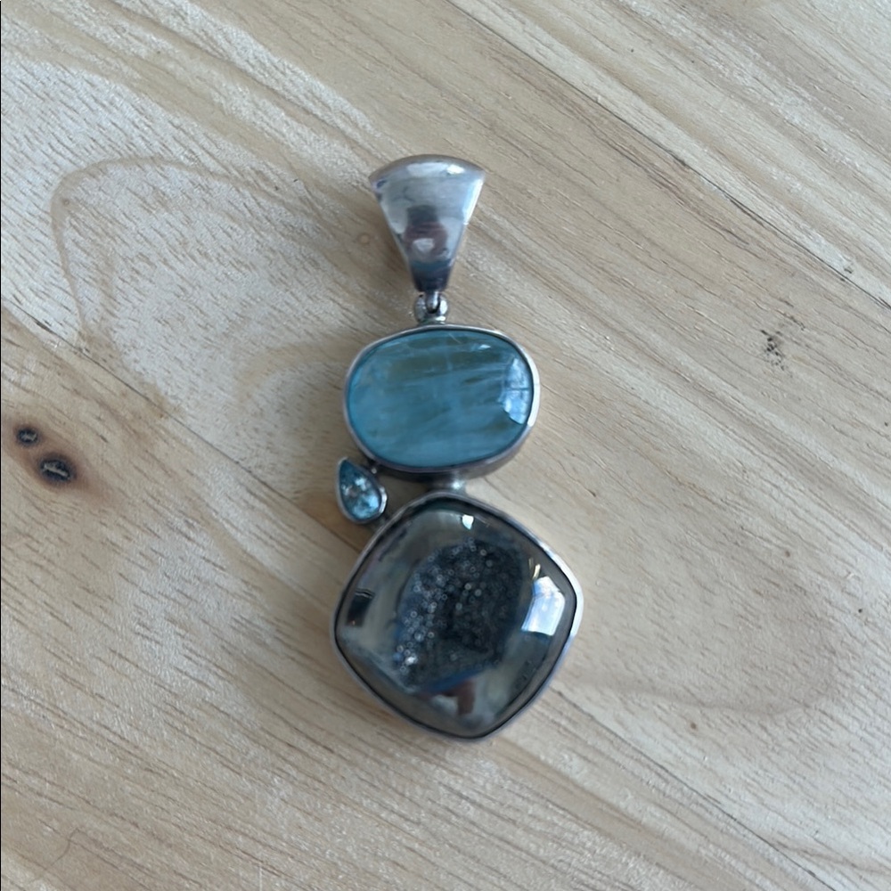Blue and Silver Minimalist Necklace with Gemstone Accents